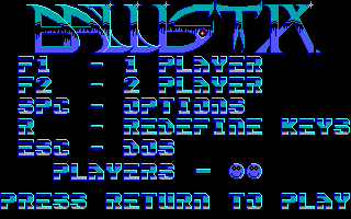 Ballistix (DOS) screenshot: Main menu