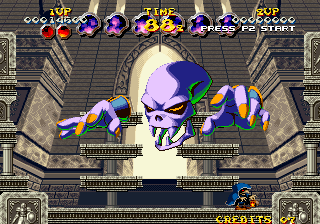 Nightmare in the Dark (Arcade) screenshot: Boss transforms into a skeleton