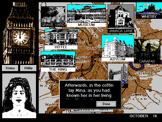 Dracula in London (Windows 3.x) screenshot: Mina's soul at peace