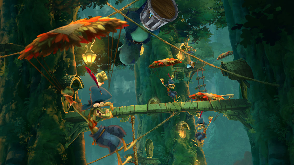 Rayman Legends (PlayStation 3) screenshot: Intro: The nightmares are invading the area and capturing Teensies