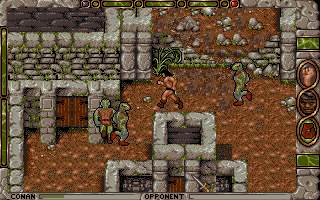 Conan: The Cimmerian (DOS) screenshot: Larsha, the lizardmen city.