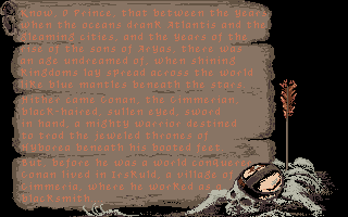 Conan: The Cimmerian (DOS) screenshot: Introductory history