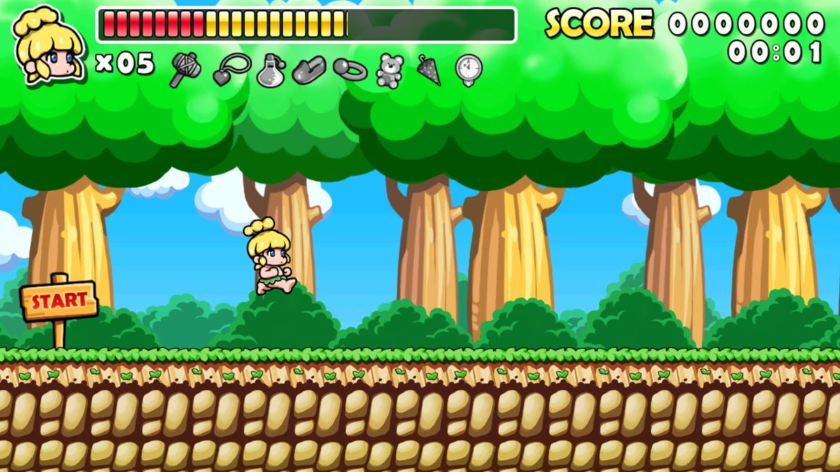 Wonder Boy Returns: Remix (Windows) screenshot: Starting out as Tomtom