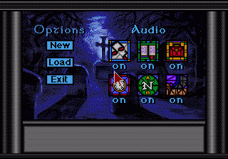 Dracula Unleashed (SEGA CD) screenshot: Options screen