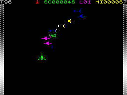 Arcadia (ZX Spectrum) screenshot: Level 1 - Chasing armada.
