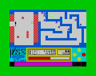Android One: The Reactor Run (ZX Spectrum) screenshot: That green stuff is leaking everywhere!!! The Reactor!