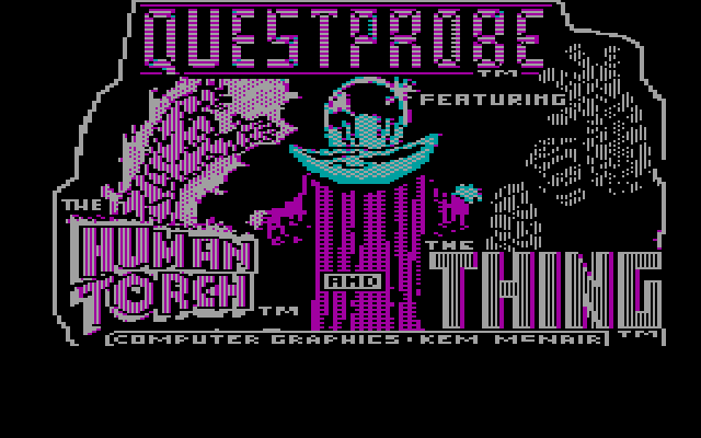 Questprobe: Featuring Human Torch and the Thing (DOS) screenshot: title screen