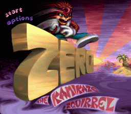 Zero the Kamikaze Squirrel (SNES) screenshot: Ahhh, title screen.