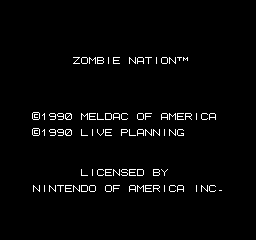 Zombie Nation (NES) screenshot: Copyright