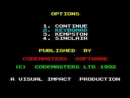 Crystal Kingdom Dizzy (ZX Spectrum) screenshot: Options