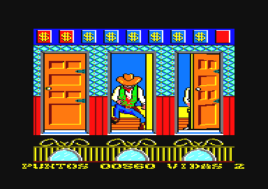 West Bank (Amstrad CPC) screenshot: Shoot him he starts to move!