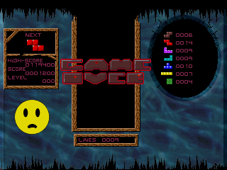 Acid Tetris (DOS) screenshot: Game over.