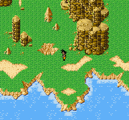 Dragon Ball Z: Super Saiya Densetsu (SNES) screenshot: World map, near mountains