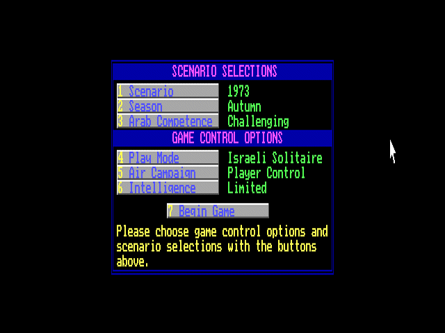 Conflict: Middle East (DOS) screenshot: Main menu