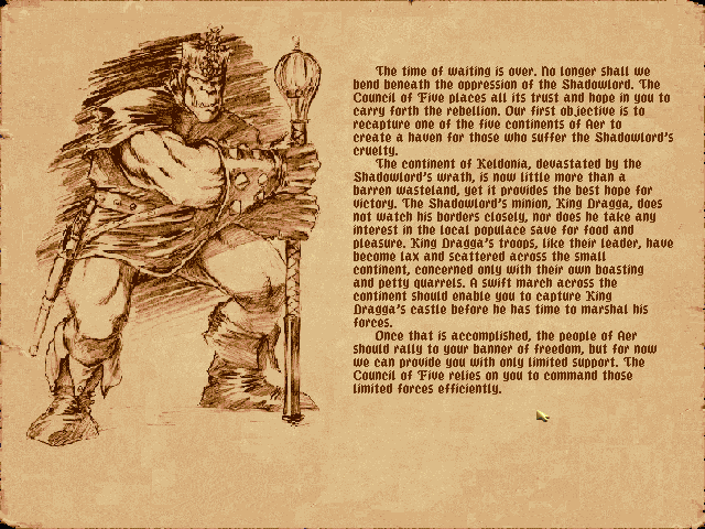 Fantasy General (DOS) screenshot: Your mission