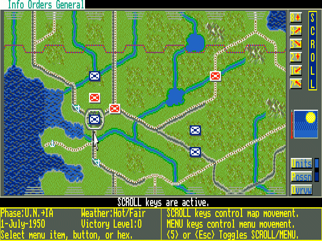 Conflict: Korea - The First Year 1950-51 (DOS) screenshot: Battle map