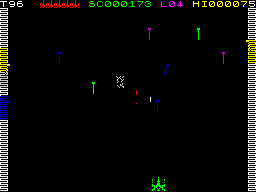 Arcadia (ZX Spectrum) screenshot: Level 4 - The Striking Nails - this is difficult.