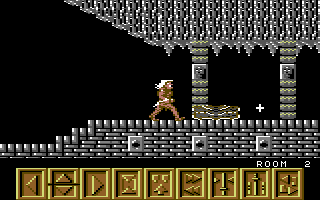 Barbarian (Commodore 64) screenshot: Watch out for falling objects!