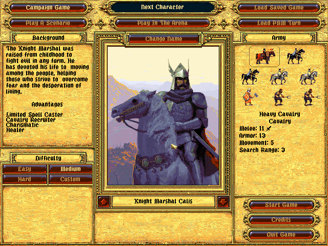 Fantasy General (DOS) screenshot: Select the leader of your forces