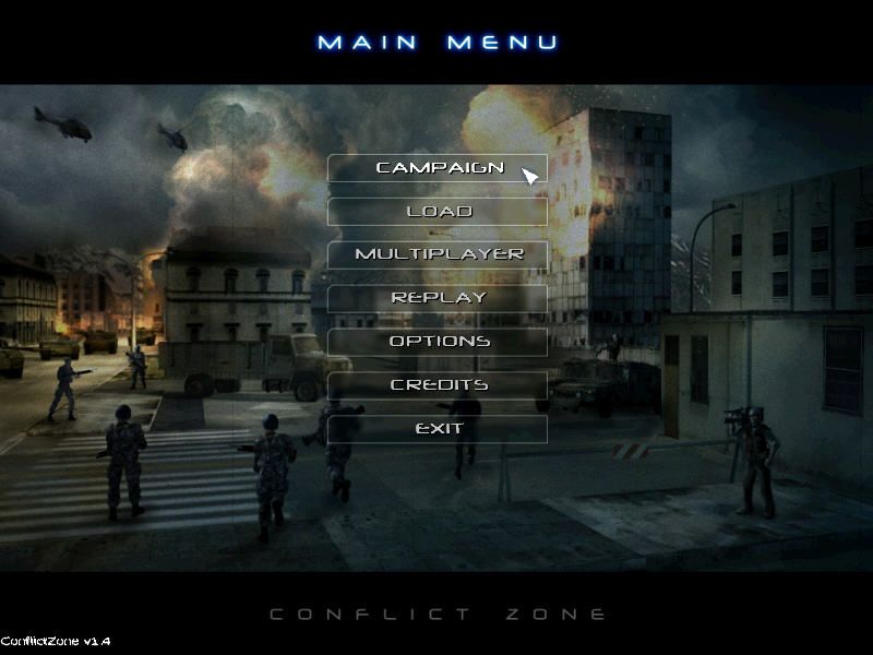 Conflict Zone (Windows) screenshot: Main Menu