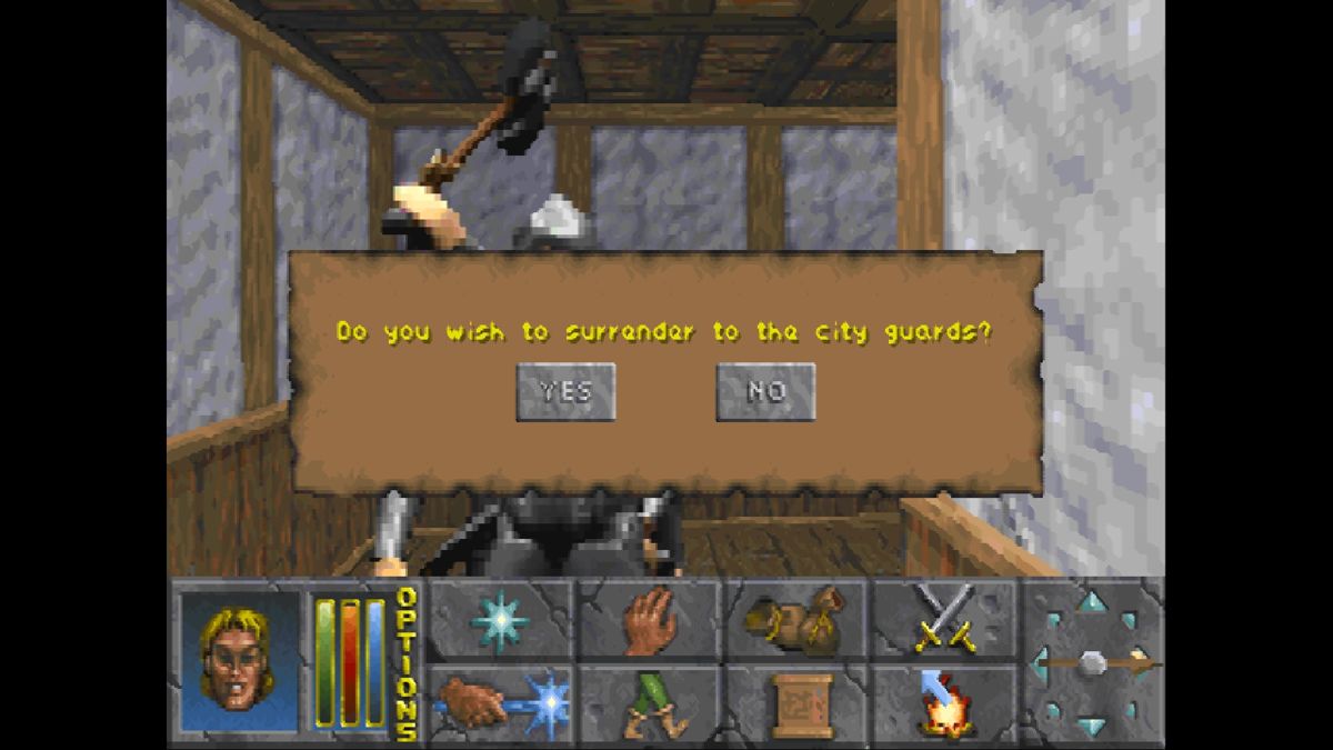 The Elder Scrolls: Chapter II - Daggerfall (Windows) screenshot: Oh, no. I've been caught stealing!