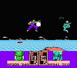 Dragon Ball Z III: Ressen Jinzō Ningen (NES) screenshot: Battle in a sea