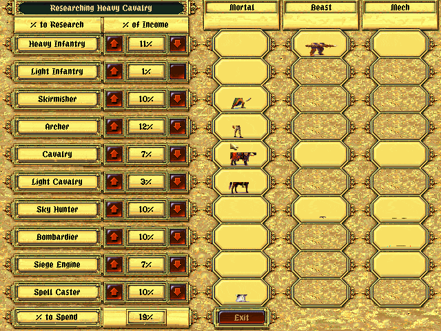 Fantasy General (DOS) screenshot: Research new units
