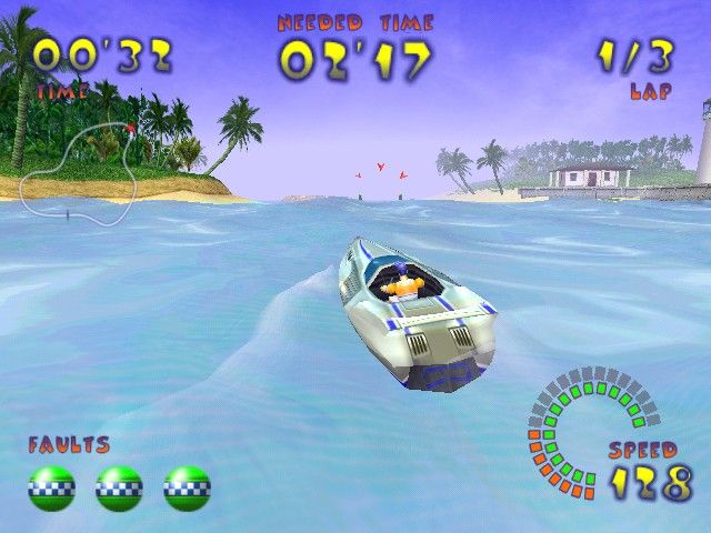 Jetboat Superchamps 2 (Windows) screenshot: The game's graphics are pretty and there are nice details...