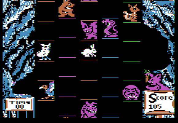 Super Bunny (Apple II) screenshot: First level.