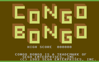 Congo Bongo (Commodore 64) screenshot: Title screen (cartridge/tape version)