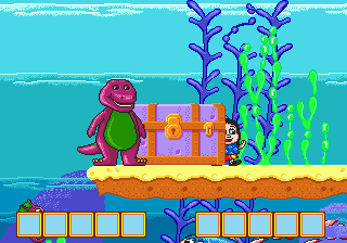 Barney's Hide & Seek Game (Genesis) screenshot: Found a huge treasure chest