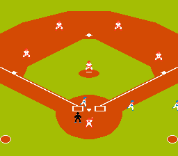 Bases Loaded (NES) screenshot: 3 runs come in