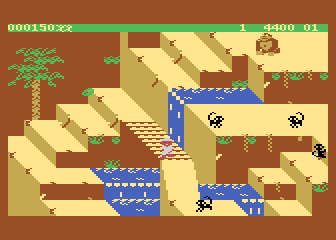 Congo Bongo (Atari 8-bit) screenshot: Up a few steps
