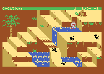 Congo Bongo (Atari 8-bit) screenshot: Going up to heaven