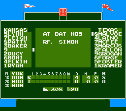 Bases Loaded (NES) screenshot: Scoreboard