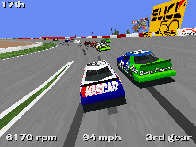 NASCAR Racing (DOS) screenshot: Racing (Close View SVGA)