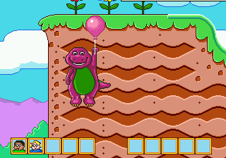 Barney's Hide & Seek Game (Genesis) screenshot: Don't shoot the balloon, please