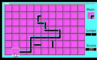 Connex (DOS) screenshot: This isn't much of a loop yet (CGA)