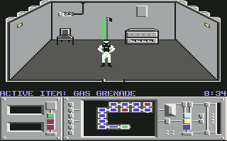 Infiltrator II (Commodore 64) screenshot: Mission 2 - Changed into a radiation suit.