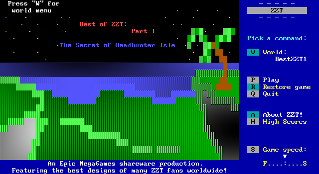 ZZT (DOS) screenshot: Best of ZZT 1 Title Screen