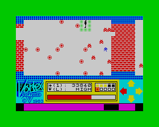 Android One: The Reactor Run (ZX Spectrum) screenshot: Android using its shield.