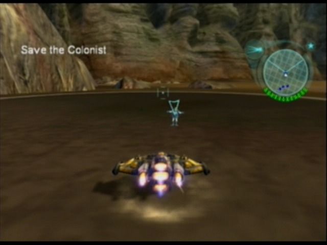 Defender (GameCube) screenshot: Saving the colonists