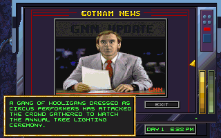 Batman Returns (DOS) screenshot: The Gotham News - a source of useful information.