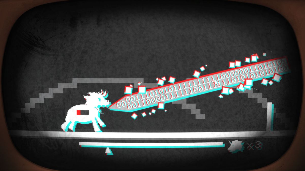 Pony Island (Windows) screenshot: Enemies stand no chance now that you have acquired pony lasers.