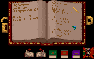 Dragon Lord (DOS) screenshot: The book of local events