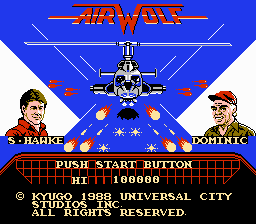 Airwolf (NES) screenshot: Title Screen