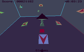 Continuum (DOS) screenshot: Level: Gleems (arrows slide you off)