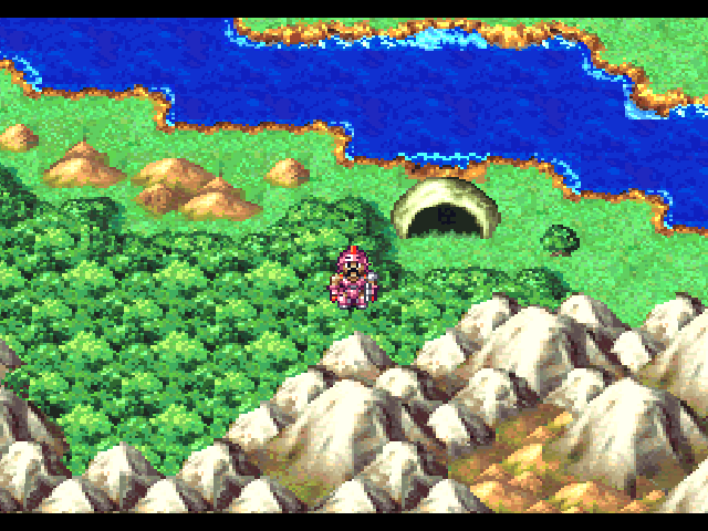 Dragon Quest IV: Michibikareshi Monotachi (PlayStation) screenshot: Ryan at the cave entrance