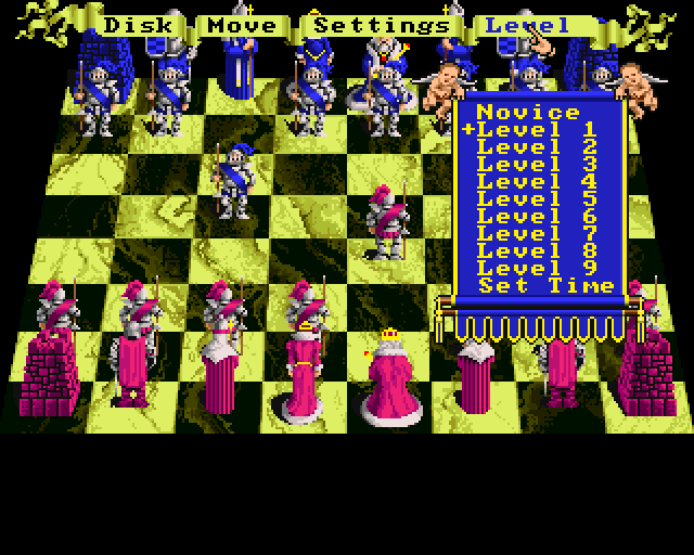 Battle Chess (Amiga) screenshot: Menu: Difficulty selection