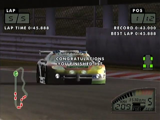 Le Mans 24 Hours (Dreamcast) screenshot: Congratulations you finished first!